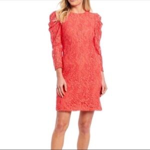 Vince Camuto Puffed 3/4 Sleeve Coral Lace Dress Size 2